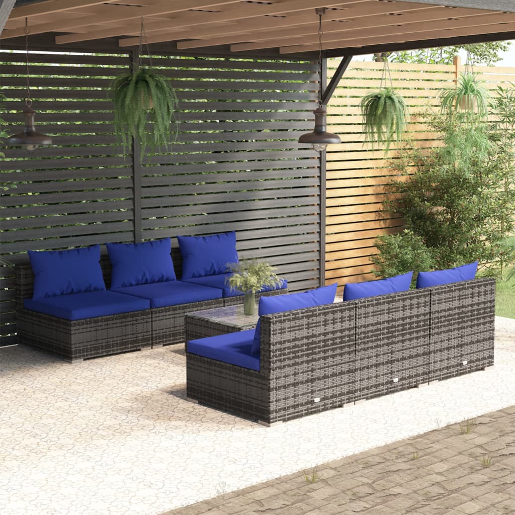 9 Piece Garden Lounge Set With Cushions Poly Rattan Grey