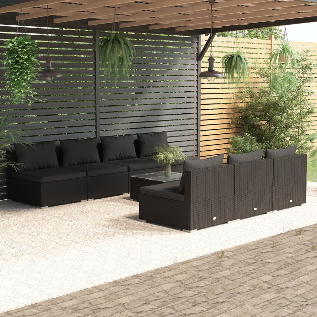 9 Piece Garden Lounge Set With Cushions Poly Rattan Grey