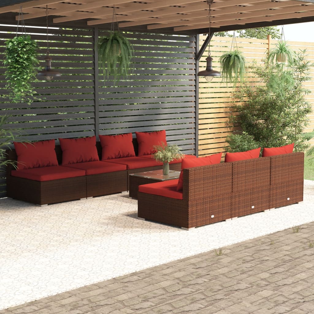 9 Piece Garden Lounge Set With Cushions Poly Rattan Grey