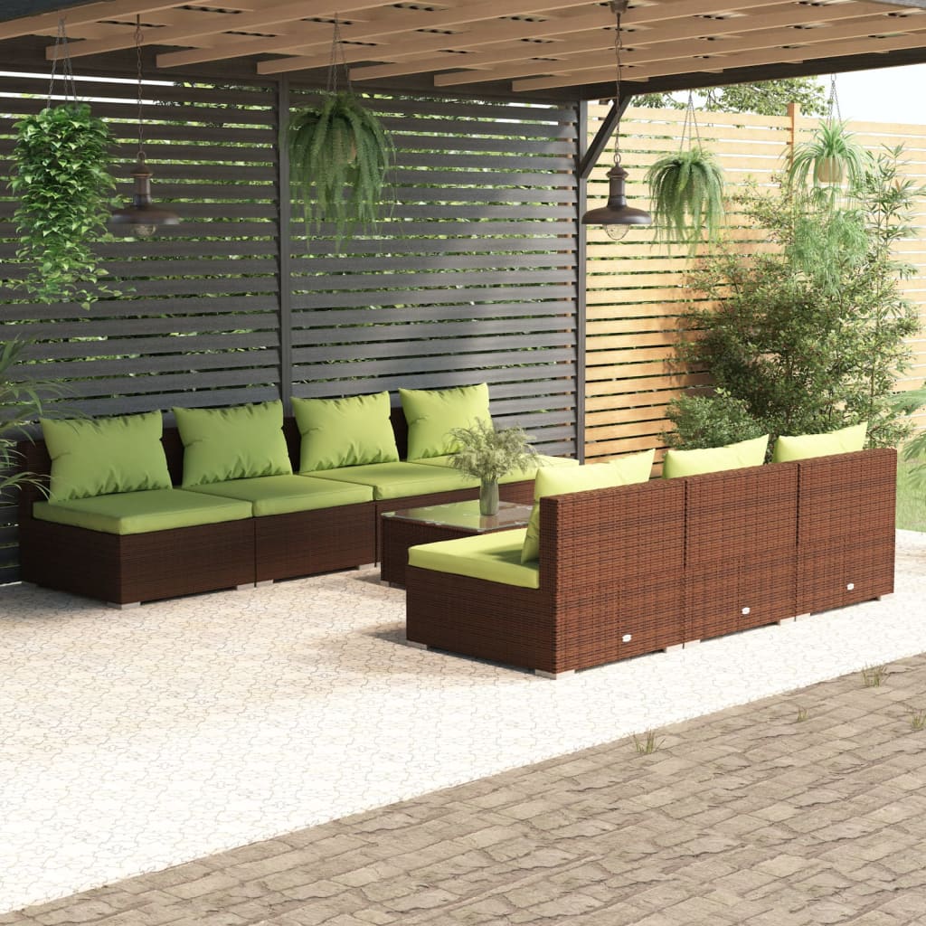 9 Piece Garden Lounge Set With Cushions Poly Rattan Grey
