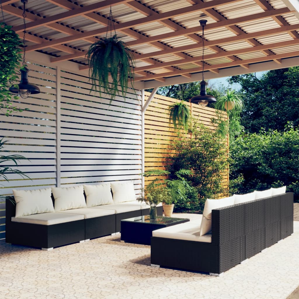 9 Piece Garden Lounge Set With Cushions Poly Rattan Grey