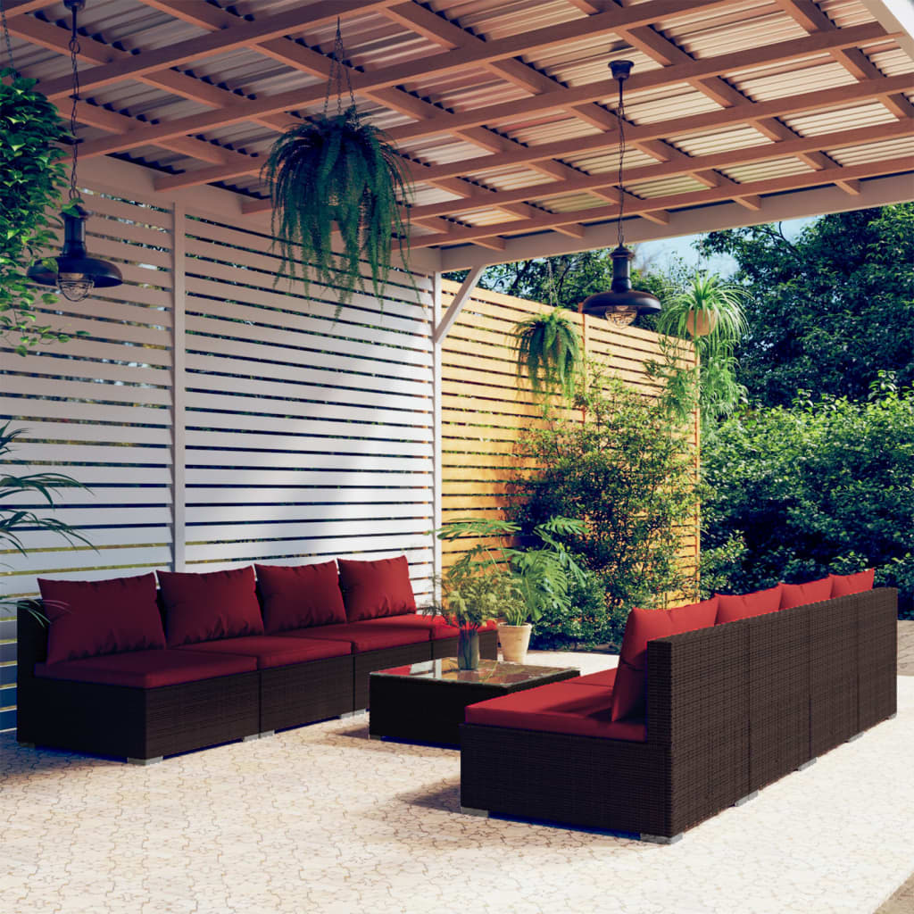 9 Piece Garden Lounge Set With Cushions Poly Rattan Grey
