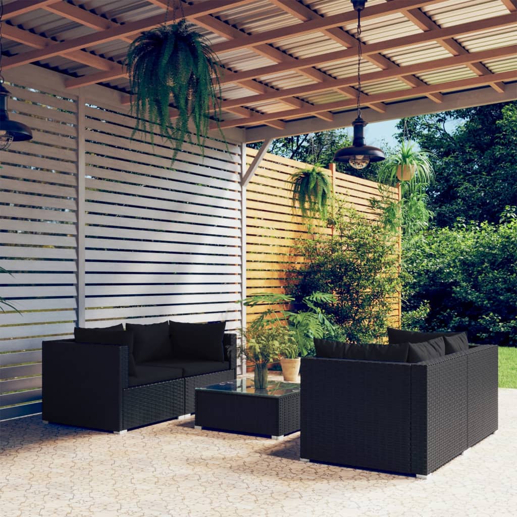 9 Piece Garden Lounge Set With Cushions Poly Rattan Grey