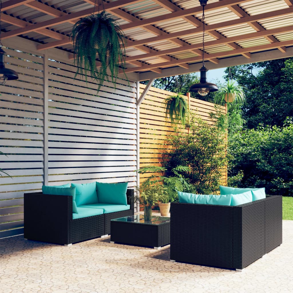 9 Piece Garden Lounge Set With Cushions Poly Rattan Grey