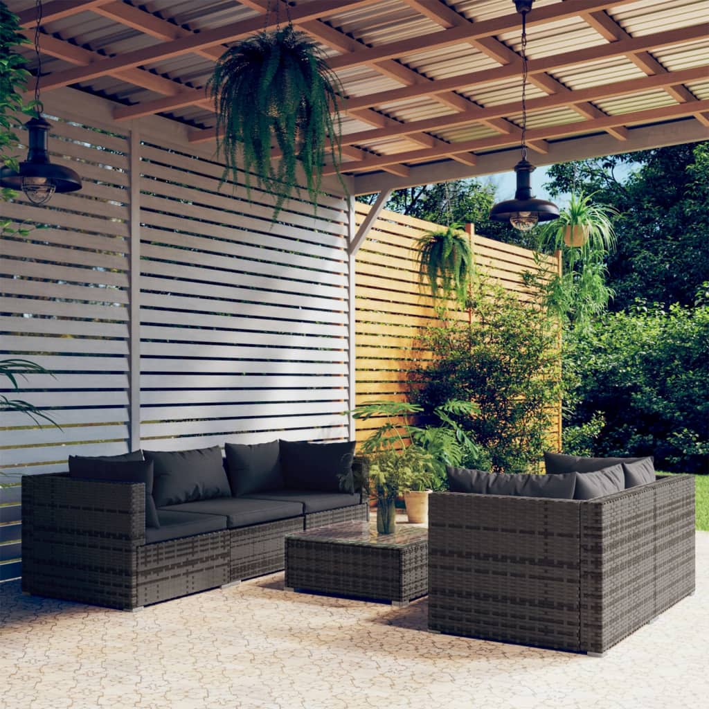 9 Piece Garden Lounge Set With Cushions Poly Rattan Grey