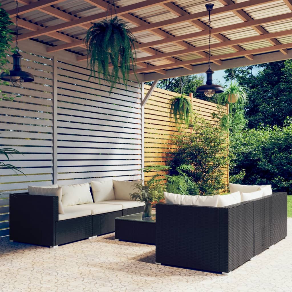 9 Piece Garden Lounge Set With Cushions Poly Rattan Grey