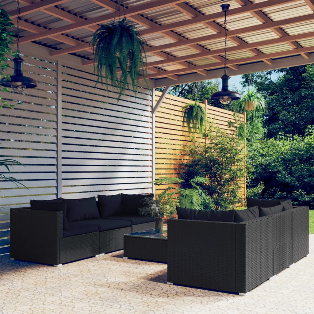 9 Piece Garden Lounge Set With Cushions Poly Rattan Grey