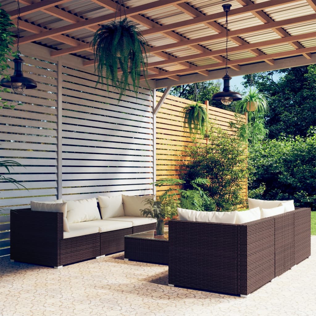 9 Piece Garden Lounge Set With Cushions Poly Rattan Grey
