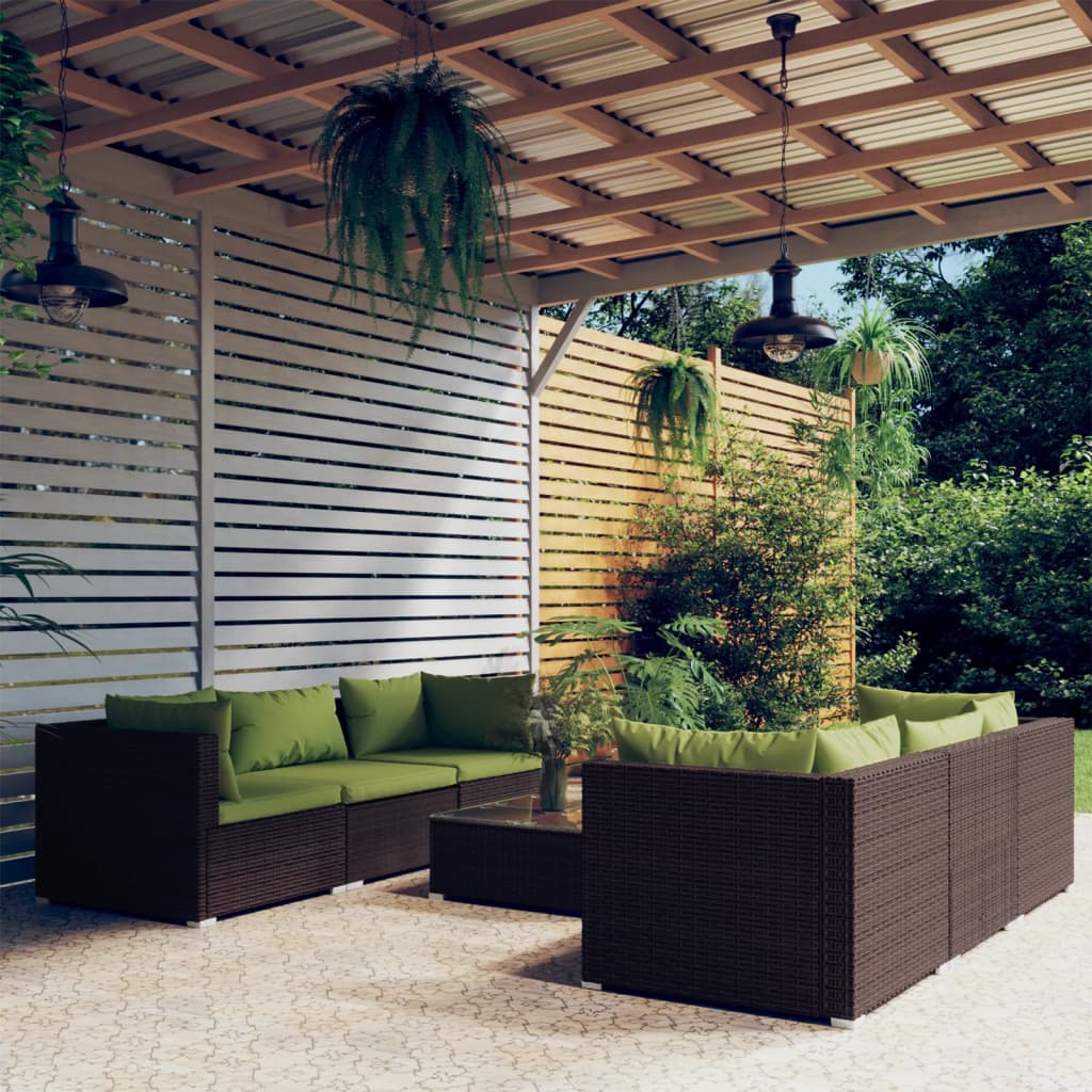 9 Piece Garden Lounge Set With Cushions Poly Rattan Grey