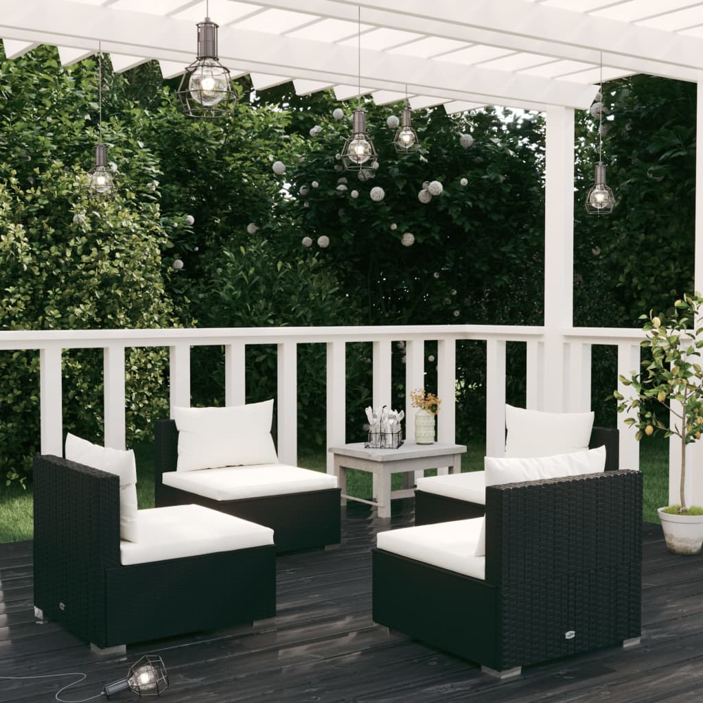 5 Piece Garden Lounge Set With Cushions Poly Rattan Grey