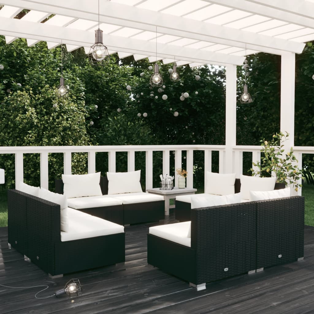 5 Piece Garden Lounge Set With Cushions Poly Rattan Grey