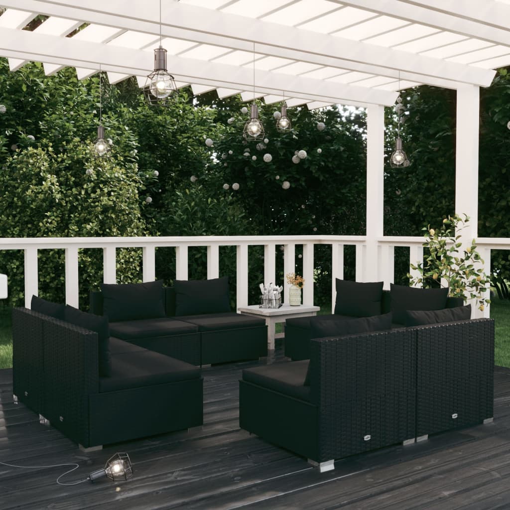 5 Piece Garden Lounge Set With Cushions Poly Rattan Grey