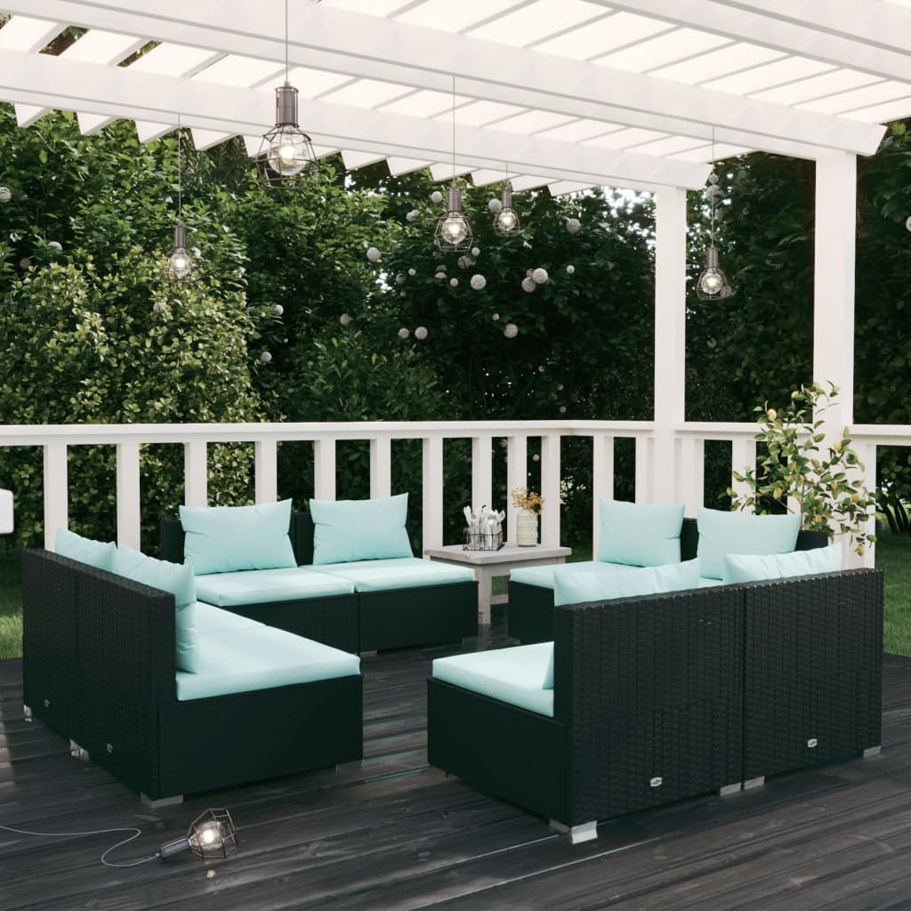 5 Piece Garden Lounge Set With Cushions Poly Rattan Grey