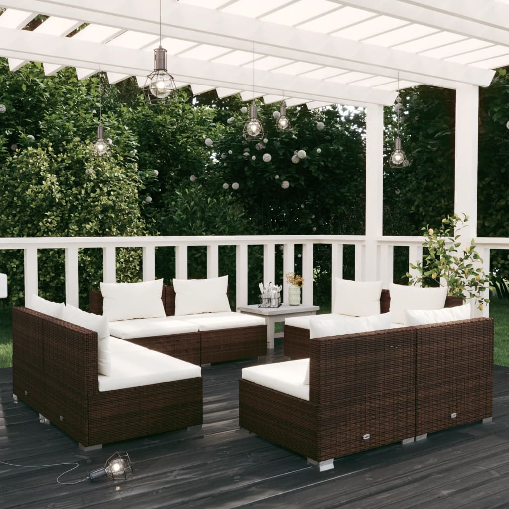 5 Piece Garden Lounge Set With Cushions Poly Rattan Grey
