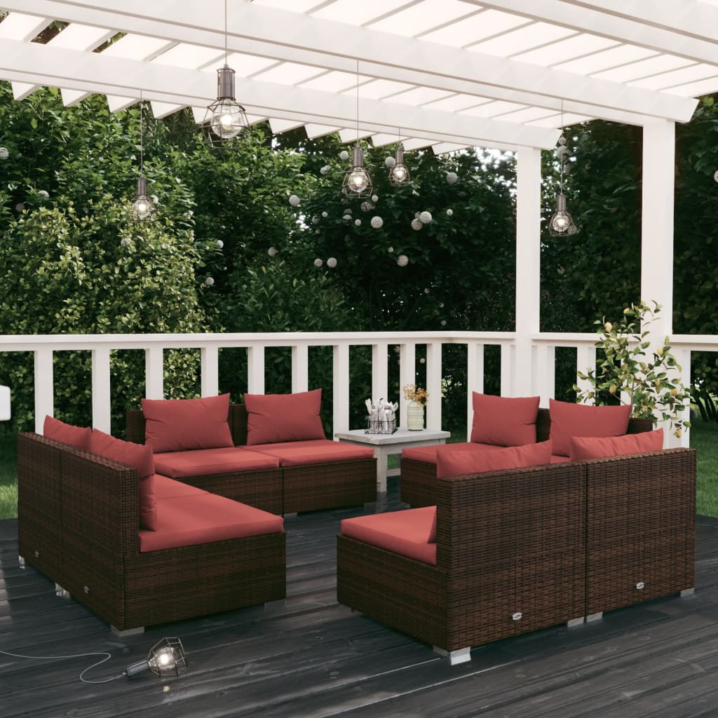 5 Piece Garden Lounge Set With Cushions Poly Rattan Grey