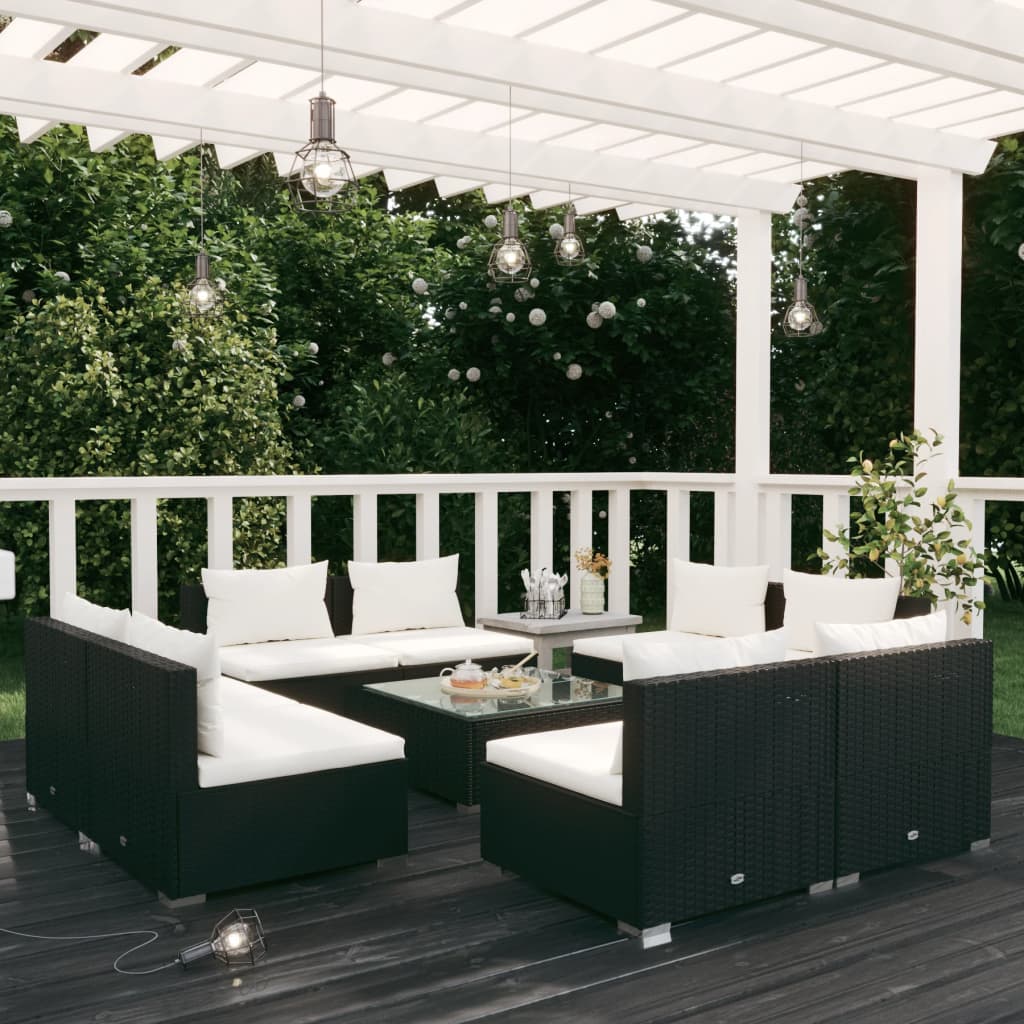 5 Piece Garden Lounge Set With Cushions Poly Rattan Grey