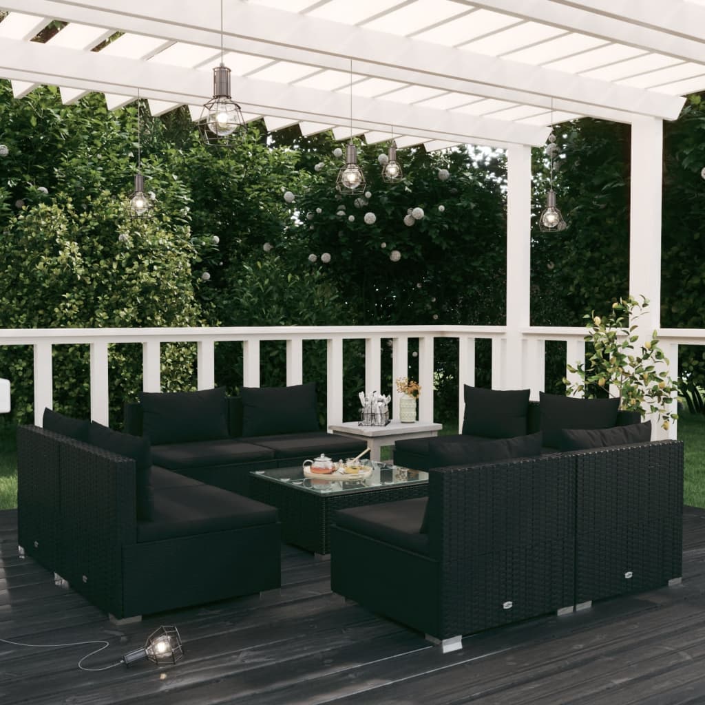 5 Piece Garden Lounge Set With Cushions Poly Rattan Grey