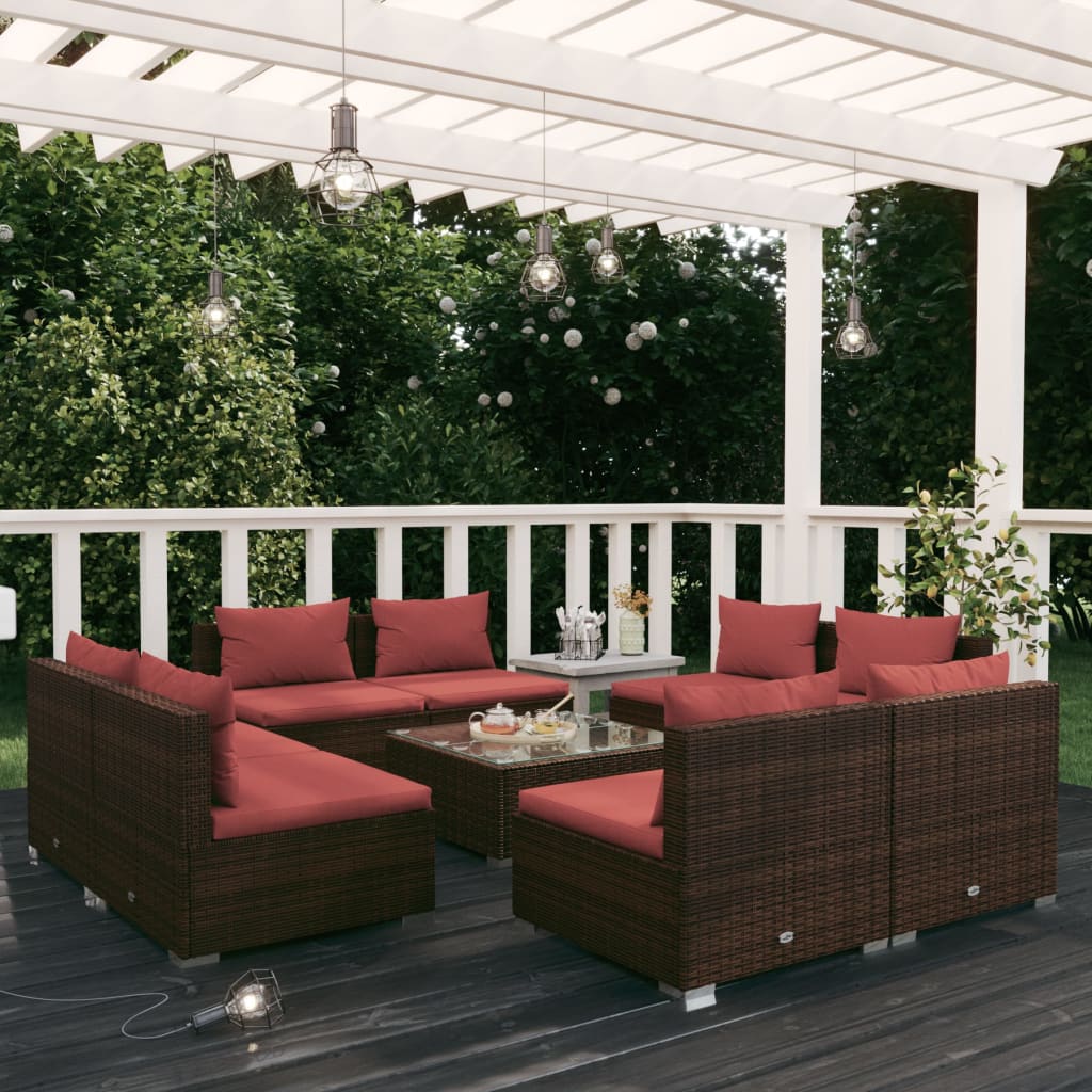 5 Piece Garden Lounge Set With Cushions Poly Rattan Grey
