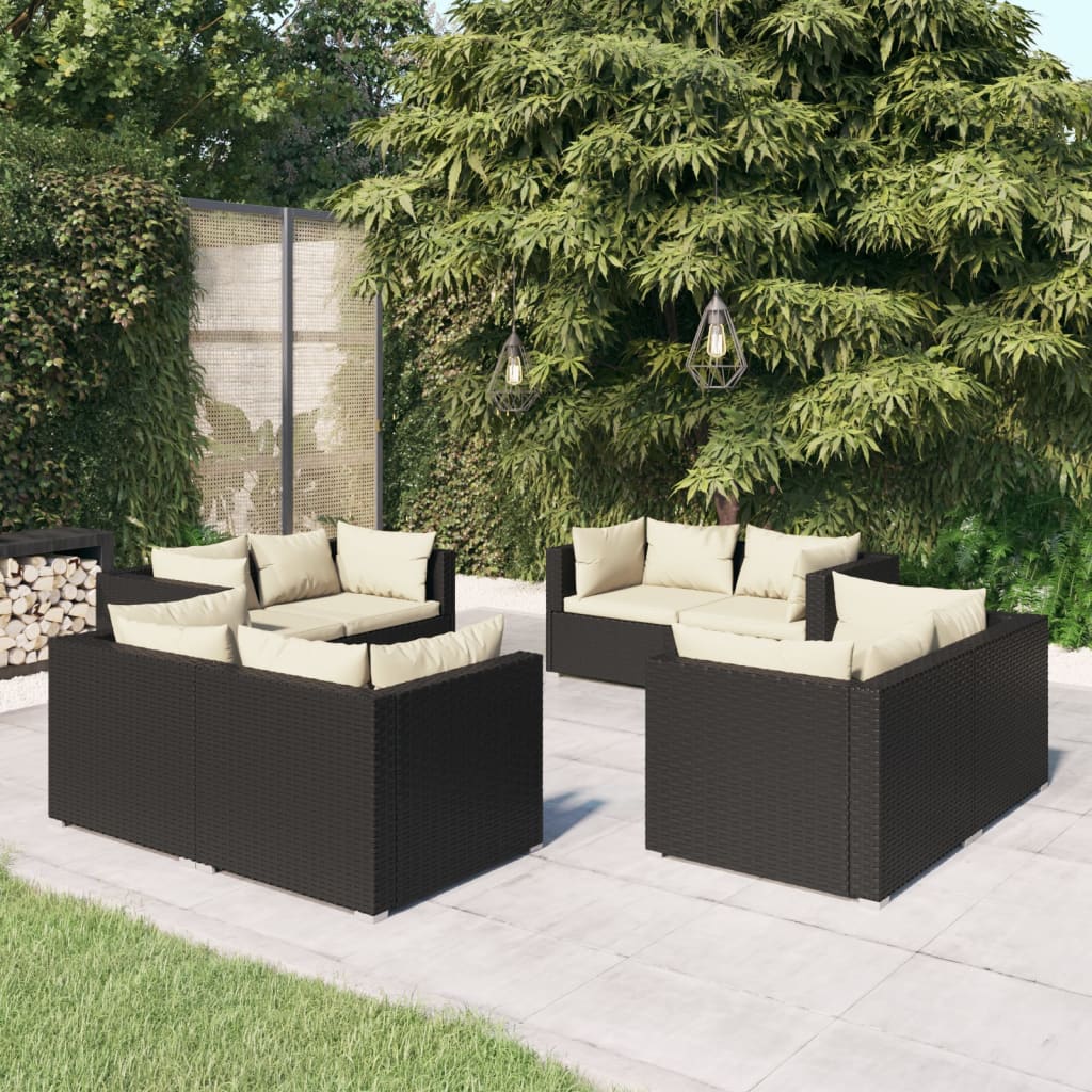 5 Piece Garden Lounge Set With Cushions Poly Rattan Grey