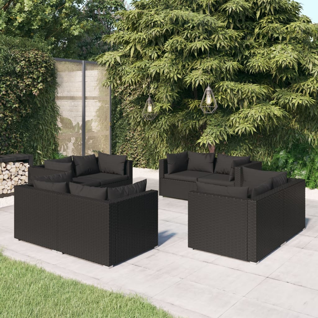 5 Piece Garden Lounge Set With Cushions Poly Rattan Grey