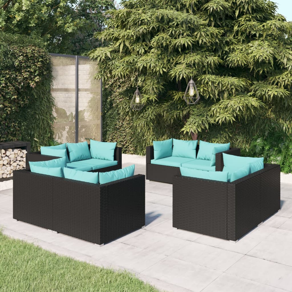 5 Piece Garden Lounge Set With Cushions Poly Rattan Grey