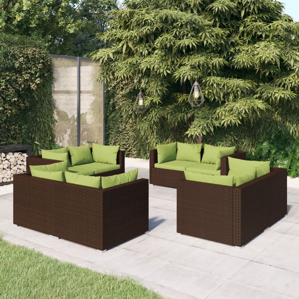 5 Piece Garden Lounge Set With Cushions Poly Rattan Grey