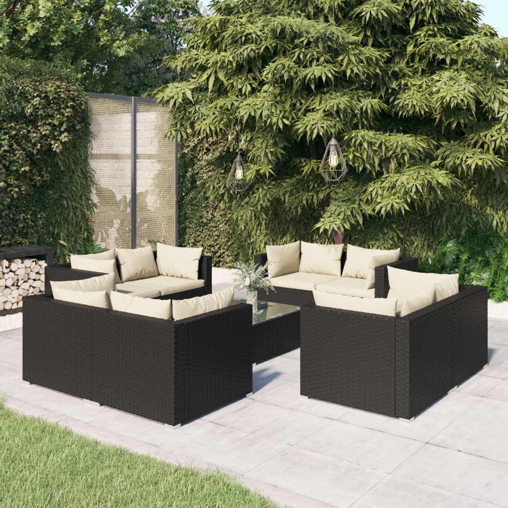 5 Piece Garden Lounge Set With Cushions Poly Rattan Grey