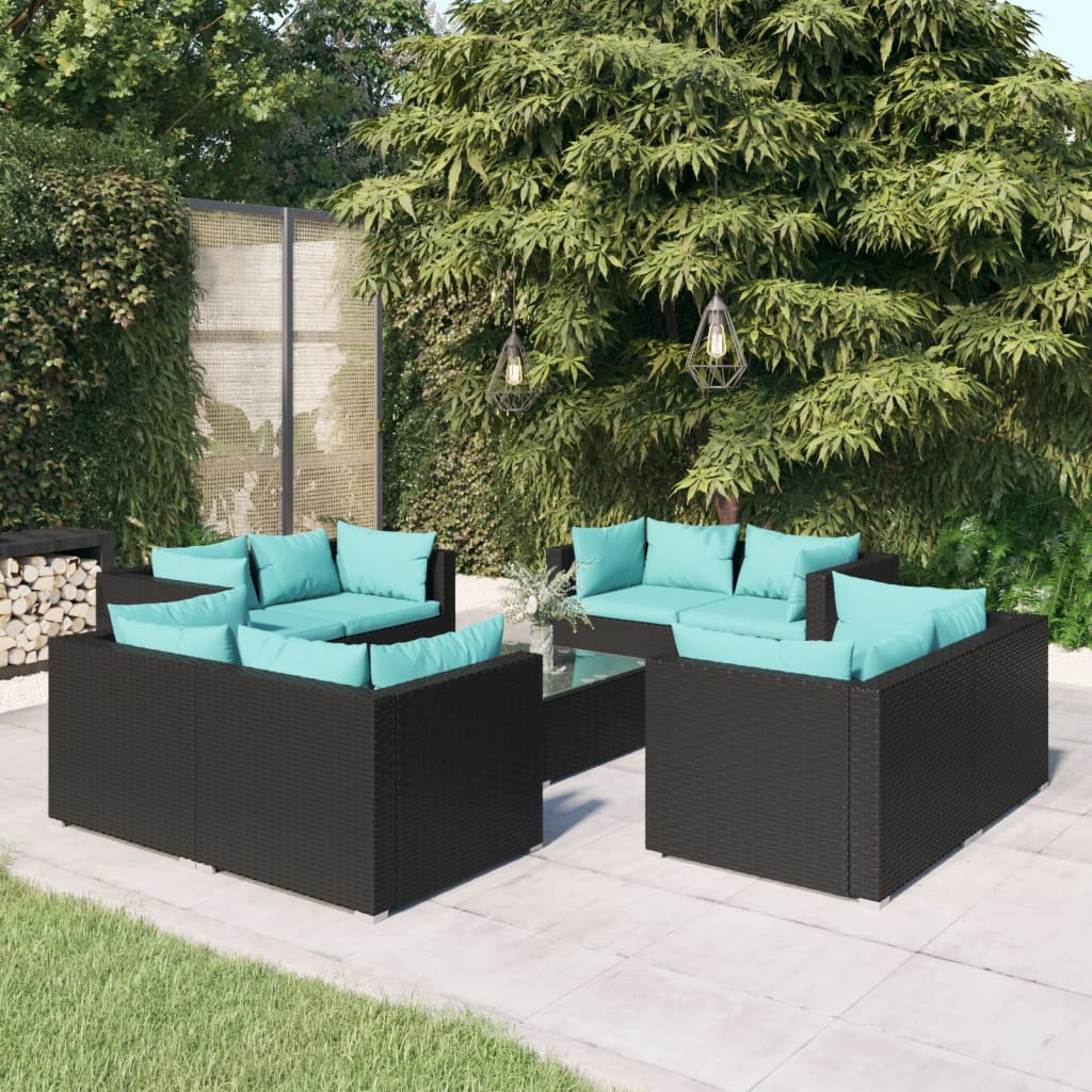 5 Piece Garden Lounge Set With Cushions Poly Rattan Grey