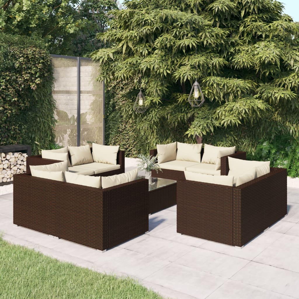5 Piece Garden Lounge Set With Cushions Poly Rattan Grey