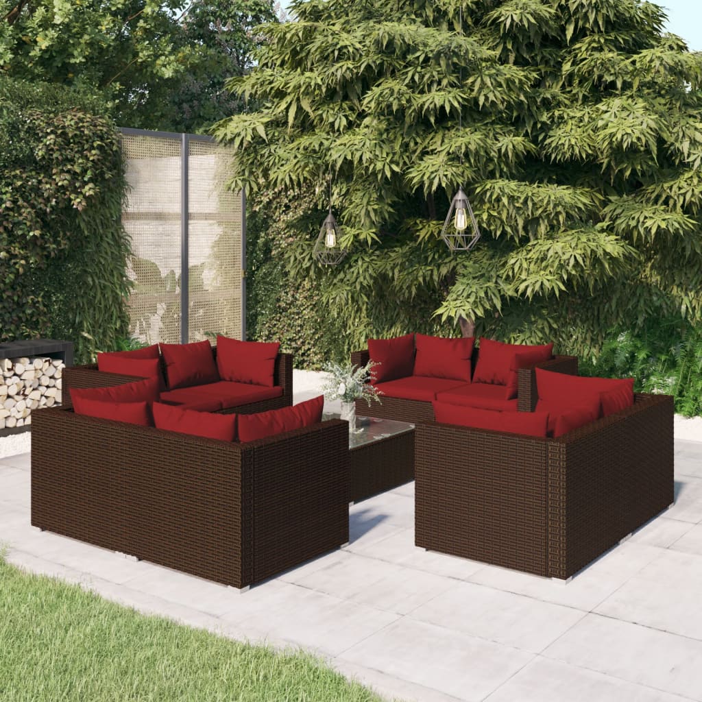 5 Piece Garden Lounge Set With Cushions Poly Rattan Grey