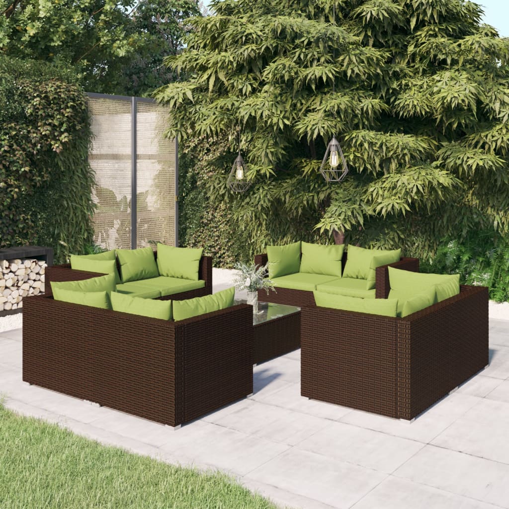 5 Piece Garden Lounge Set With Cushions Poly Rattan Grey