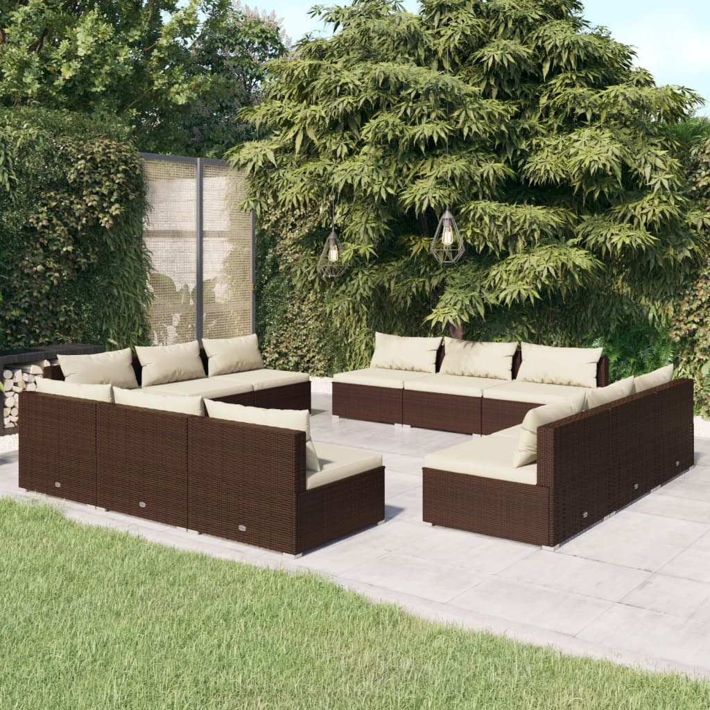 5 Piece Garden Lounge Set With Cushions Poly Rattan Grey
