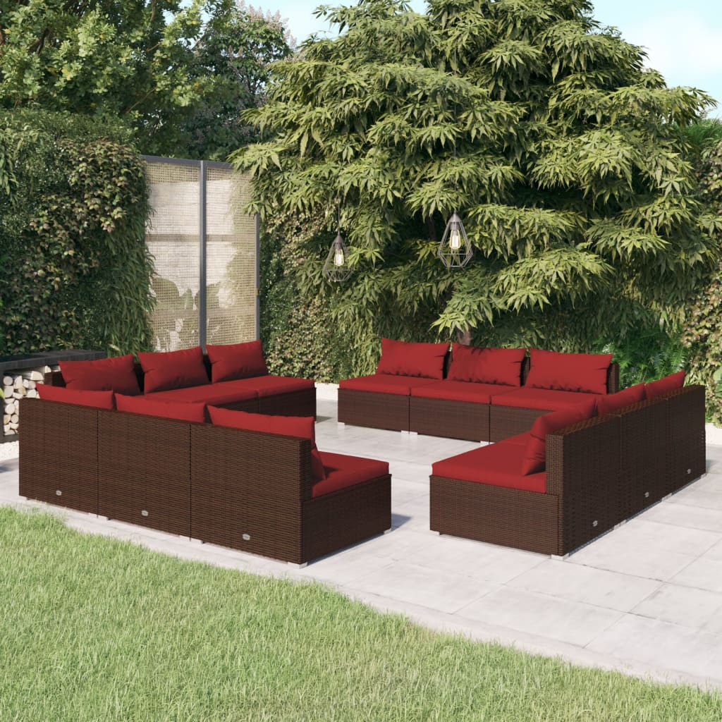 5 Piece Garden Lounge Set With Cushions Poly Rattan Grey