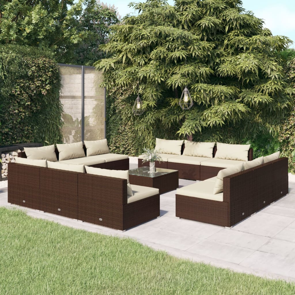 5 Piece Garden Lounge Set With Cushions Poly Rattan Grey