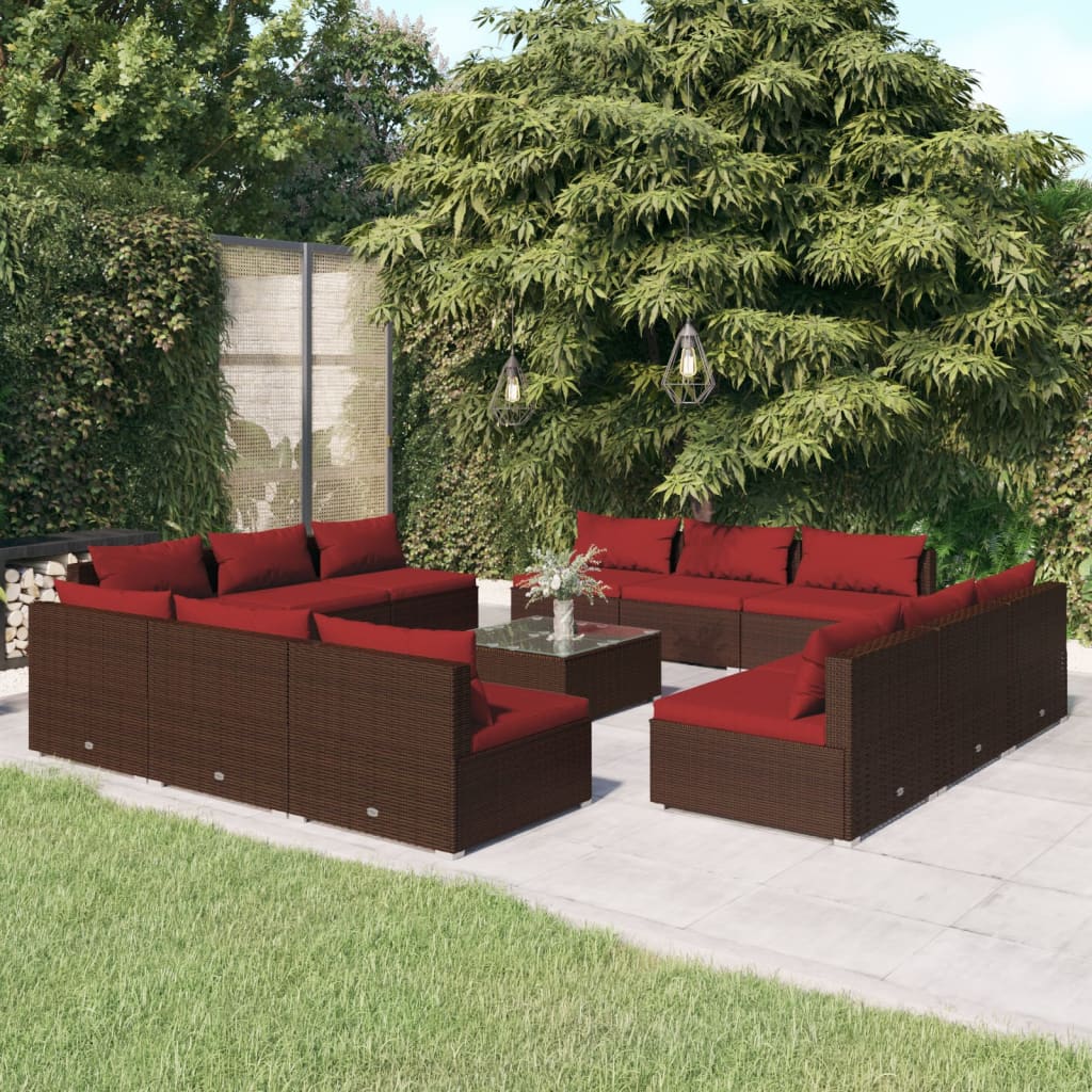 5 Piece Garden Lounge Set With Cushions Poly Rattan Grey