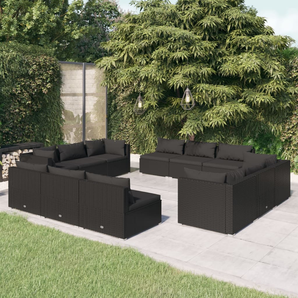 5 Piece Garden Lounge Set With Cushions Poly Rattan Grey