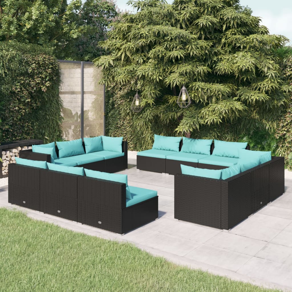 5 Piece Garden Lounge Set With Cushions Poly Rattan Grey