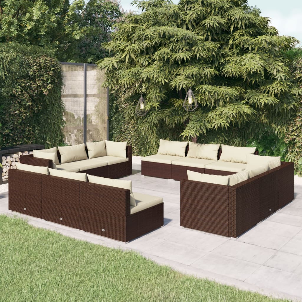 5 Piece Garden Lounge Set With Cushions Poly Rattan Grey