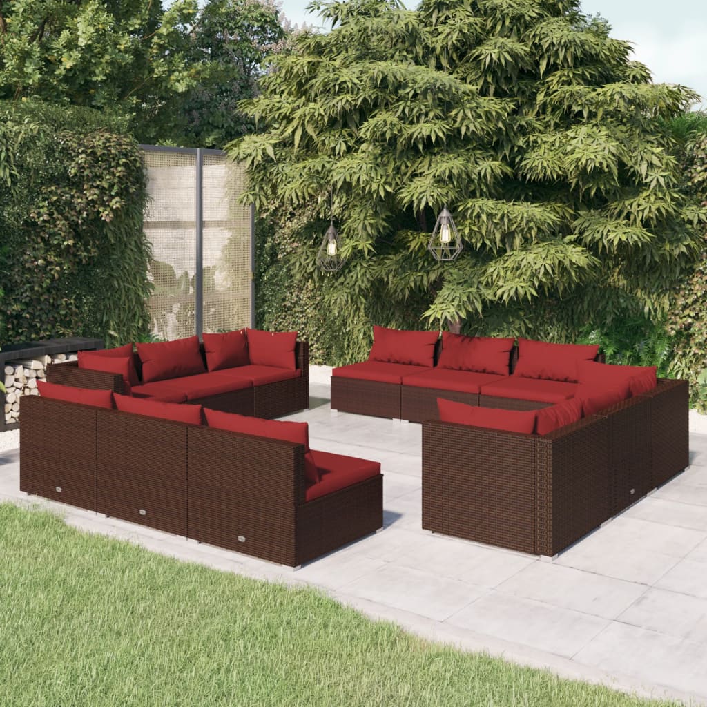 5 Piece Garden Lounge Set With Cushions Poly Rattan Grey