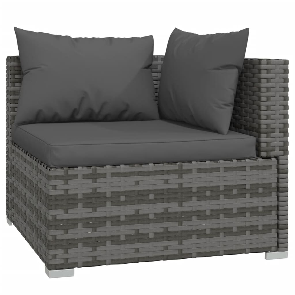 7 Piece Garden Lounge Set With Cushions Poly Rattan Grey