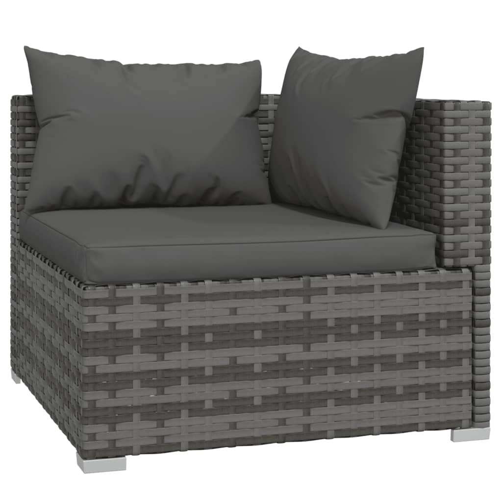 7 Piece Garden Lounge Set With Cushions Poly Rattan Grey