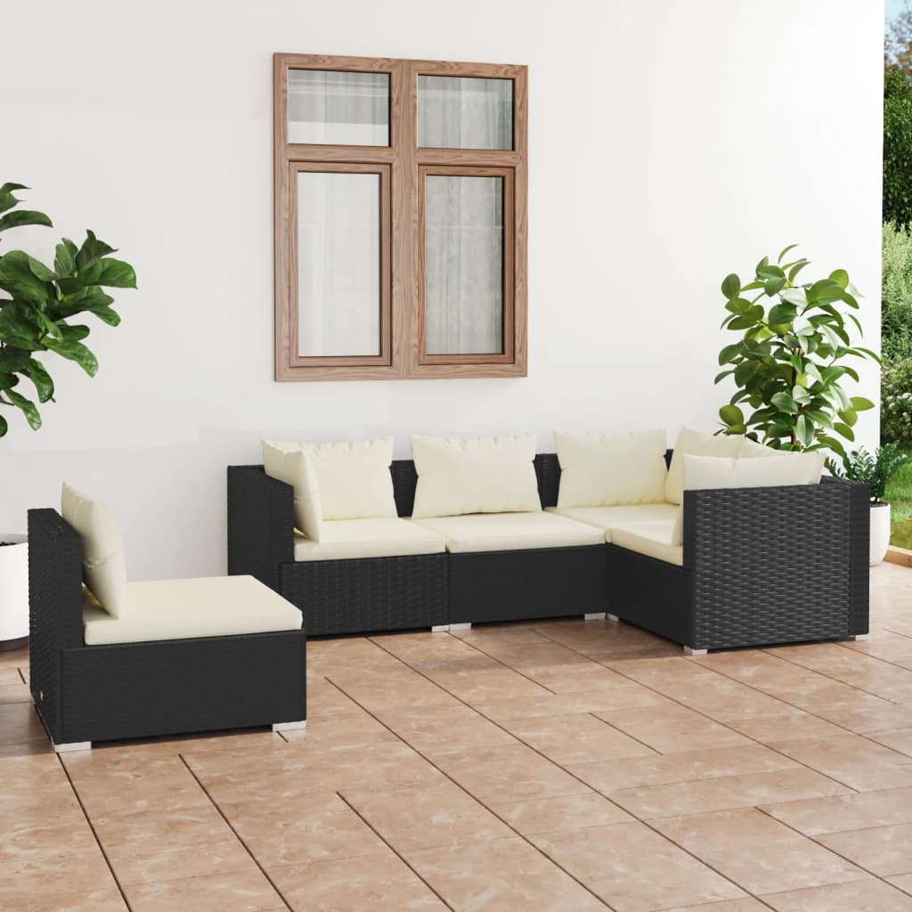 7 Piece Garden Lounge Set With Cushions Poly Rattan Grey