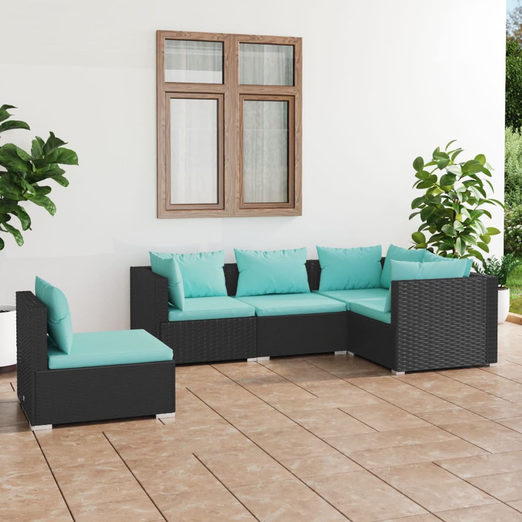 7 Piece Garden Lounge Set With Cushions Poly Rattan Grey