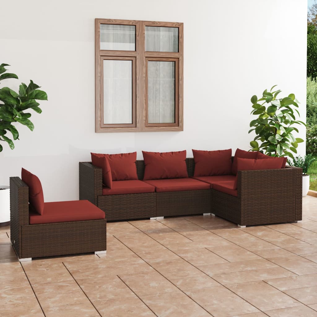 7 Piece Garden Lounge Set With Cushions Poly Rattan Grey
