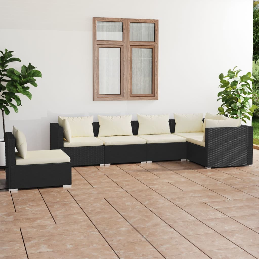 7 Piece Garden Lounge Set With Cushions Poly Rattan Grey