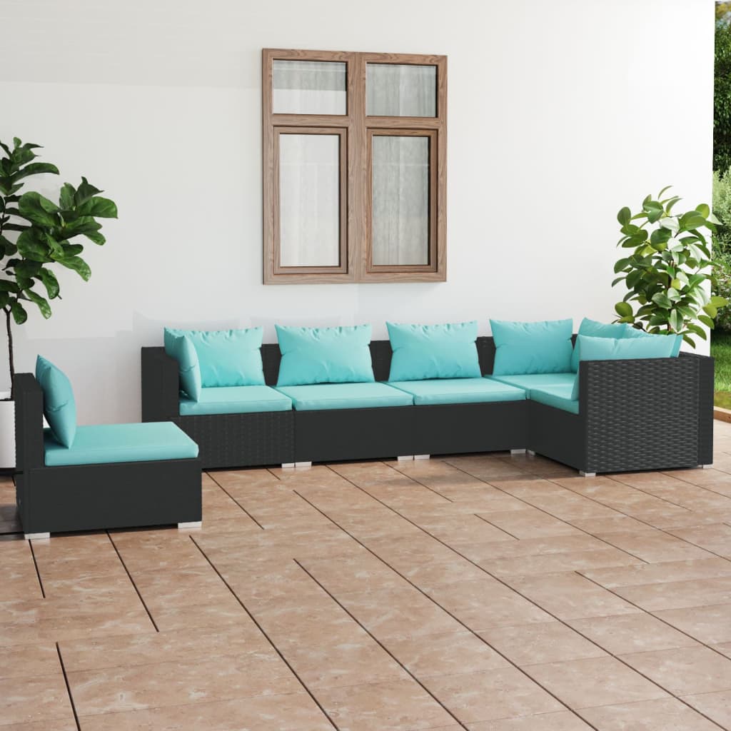 7 Piece Garden Lounge Set With Cushions Poly Rattan Grey