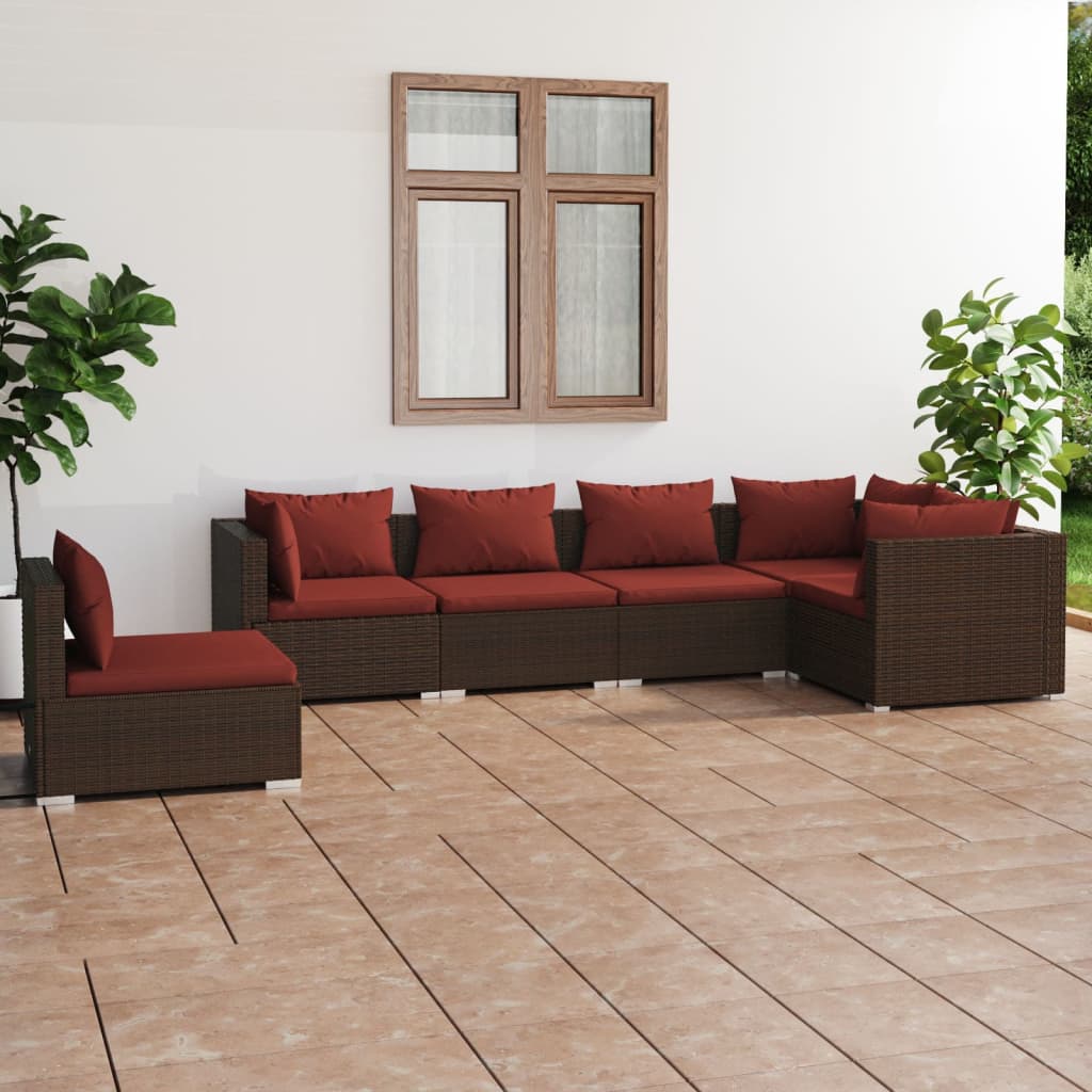 7 Piece Garden Lounge Set With Cushions Poly Rattan Grey
