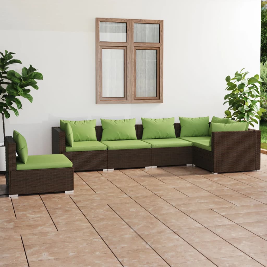 7 Piece Garden Lounge Set With Cushions Poly Rattan Grey
