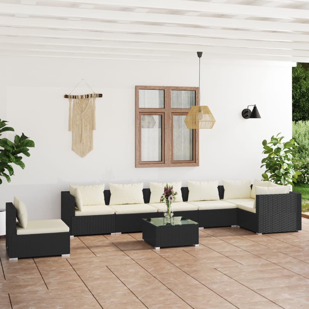 7 Piece Garden Lounge Set With Cushions Poly Rattan Grey