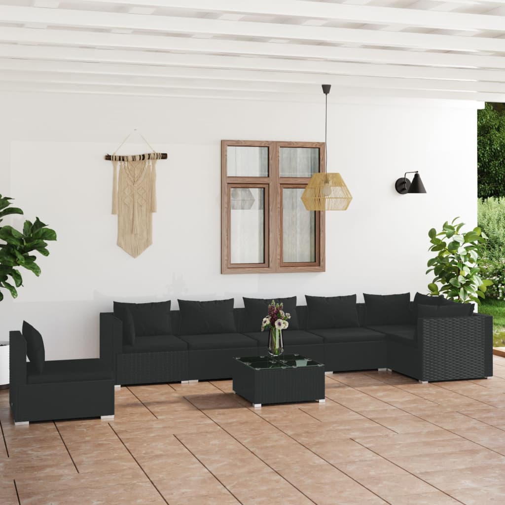 7 Piece Garden Lounge Set With Cushions Poly Rattan Grey